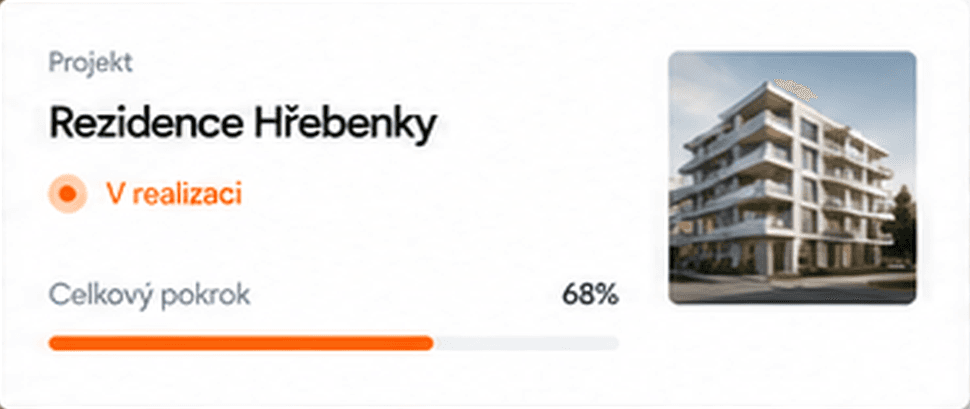 Projekt Rezidence Hřebenky — v realizaci, celkový pokrok 68 %